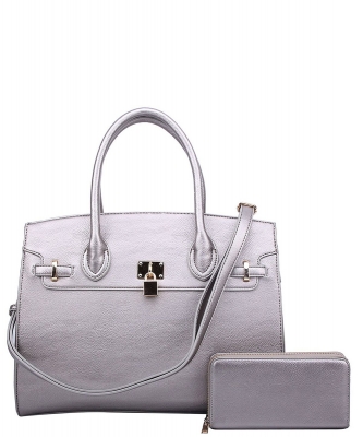 2-In-1 Fashion Satchel Wallet Set WU1096WPP PEWTER